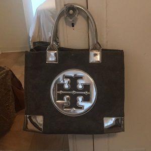 Limited edition Tory Burch felt fabric/silver tote
